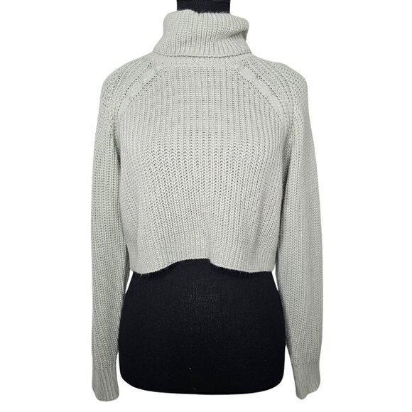 Mint Green Cropped Turtle Neck Sweater, Size Small - Picture 1 of 12